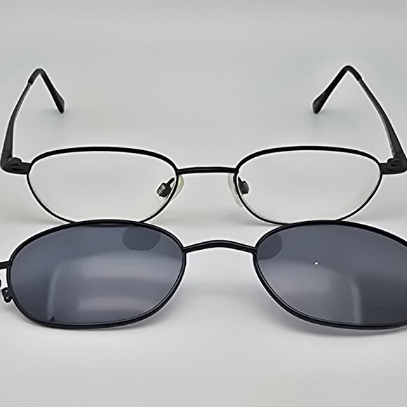 Aspex 50 Navy Cool Clip Magnetic Clip-On Polarized Sunglasses Eyeglasses Frame - Picture 1 of 16